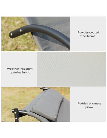 Outsunny Double Hammock Chair Sun Lounger Outdoor Patio Garden Swing Rock Seat Grey - pic 12905 | FastDaddyshop