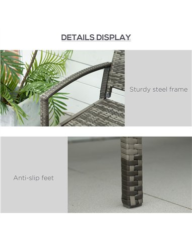 Outsunny Patio Rattan 2 Seater Garden Bench Wicker Weave Love Seater Armchair Furniture Outdoor Garden Conservatory Chair Grey