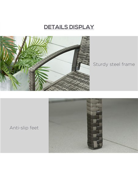 Outsunny Patio Rattan 2 Seater Garden Bench Wicker Weave Love Seater Armchair Furniture Outdoor Garden Conservatory Chair Grey - pic 129050 | FastDaddyshop
