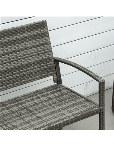Outsunny Patio Rattan 2 Seater Garden Bench Wicker Weave Love Seater Armchair Furniture Outdoor Garden Conservatory Chair Grey
