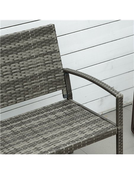 Outsunny Patio Rattan 2 Seater Garden Bench Wicker Weave Love Seater Armchair Furniture Outdoor Garden Conservatory Chair Grey - pic 129052 | FastDaddyshop