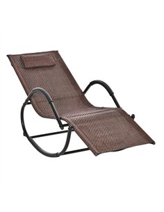 Outsunny Zero Gravity Rocking Lounge Chair Rattan Effect Patio Rocking Chair w/ Removable Pillow Recliner Seat Breathable Textel