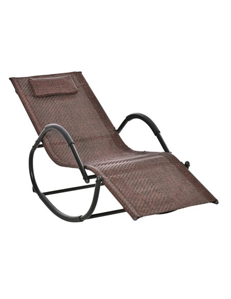 Outsunny Zero Gravity Rocking Lounge Chair Rattan Effect Patio Rocking Chair w/ Removable Pillow Recliner Seat Breathable Textel - pic 129054 | FastDaddyshop