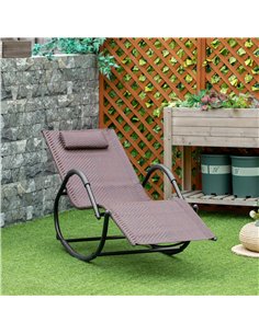 Outsunny Zero Gravity Rocking Lounge Chair Rattan Effect Patio Rocking Chair w/ Removable Pillow Recliner Seat Breathable Textel 2