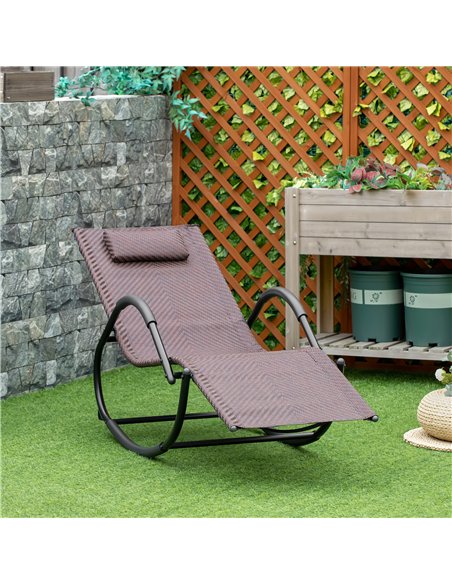 Outsunny Zero Gravity Rocking Lounge Chair Rattan Effect Patio Rocking Chair w/ Removable Pillow Recliner Seat Breathable Textel - pic 129055 | FastDaddyshop