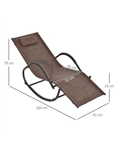 Outsunny Zero Gravity Rocking Lounge Chair Rattan Effect Patio Rocking Chair w/ Removable Pillow Recliner Seat Breathable Textel