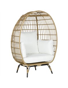 Outsunny Rattan Egg Chair with Cushions and Pillows, Khaki