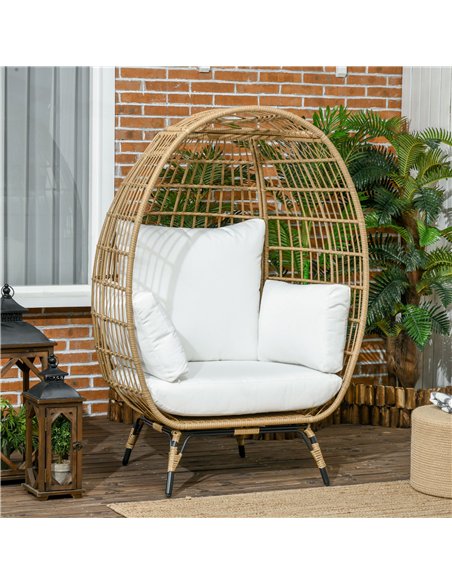 Outsunny Rattan Egg Chair with Cushions and Pillows, Khaki - pic 129064 | FastDaddyshop