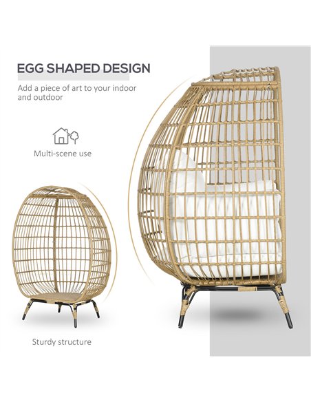 Outsunny Rattan Egg Chair with Cushions and Pillows, Khaki - pic 129067 | FastDaddyshop