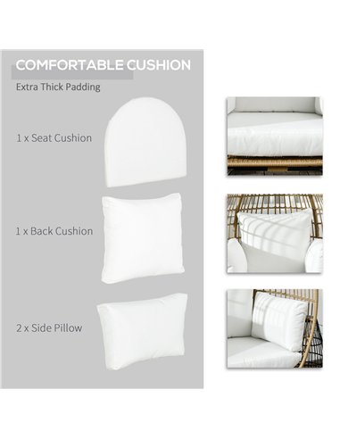 Outsunny Rattan Egg Chair with Cushions and Pillows, Khaki