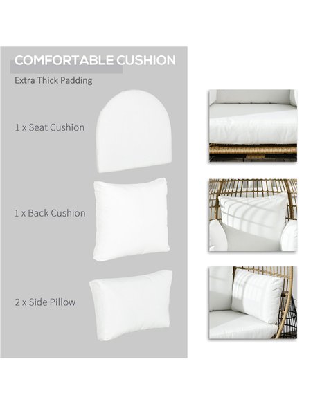 Outsunny Rattan Egg Chair with Cushions and Pillows, Khaki - pic 129068 | FastDaddyshop