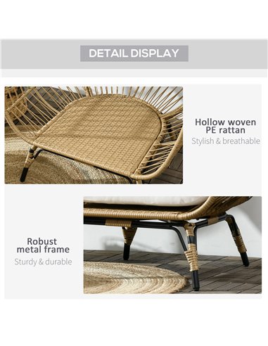 Outsunny Rattan Egg Chair with Cushions and Pillows, Khaki
