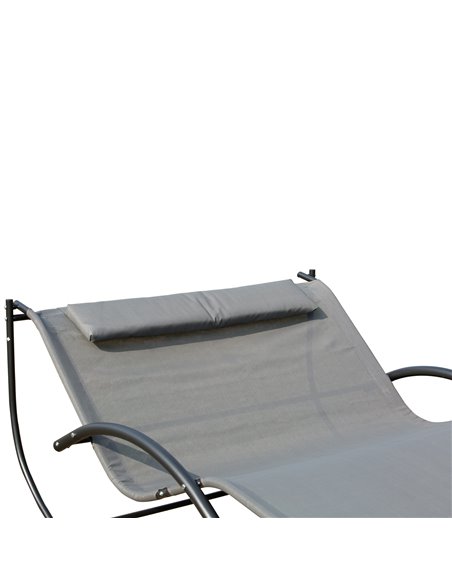 Outsunny Double Hammock Chair Sun Lounger Outdoor Patio Garden Swing Rock Seat Grey - pic 12907 | FastDaddyshop