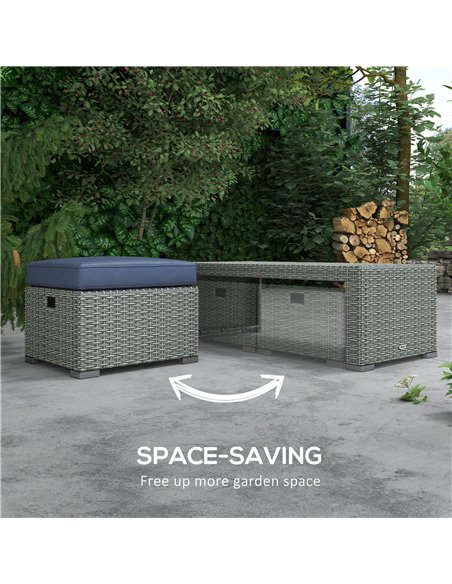 Outsunny Six-piece Outdoor Rattan Dining Set, with Reclining Armchairs - Blue - pic 129085 | FastDaddyshop