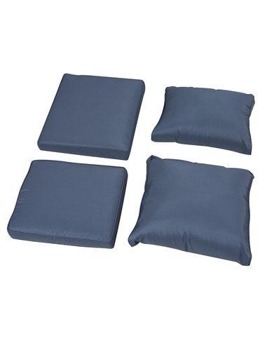 Outsunny Six-piece Outdoor Rattan Dining Set, with Reclining Armchairs - Blue