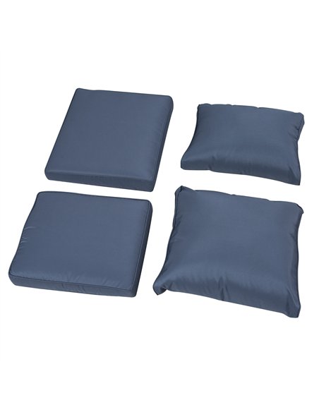 Outsunny Six-piece Outdoor Rattan Dining Set, with Reclining Armchairs - Blue - pic 129088 | FastDaddyshop