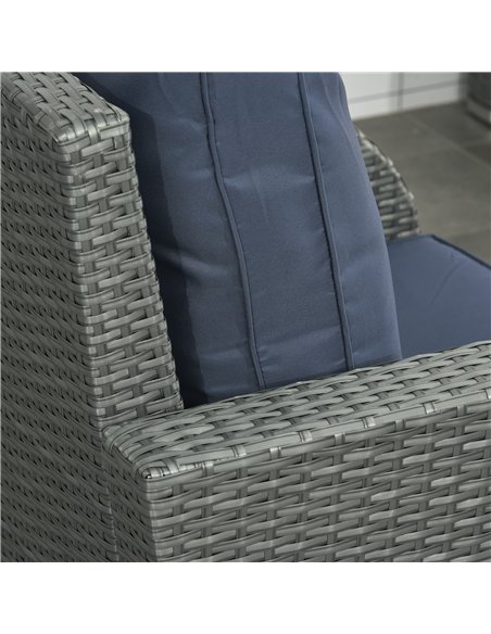 Outsunny Six-piece Outdoor Rattan Dining Set, with Reclining Armchairs - Blue - pic 129089 | FastDaddyshop