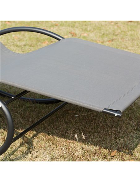 Outsunny Double Hammock Chair Sun Lounger Outdoor Patio Garden Swing Rock Seat Grey - pic 12909 | FastDaddyshop