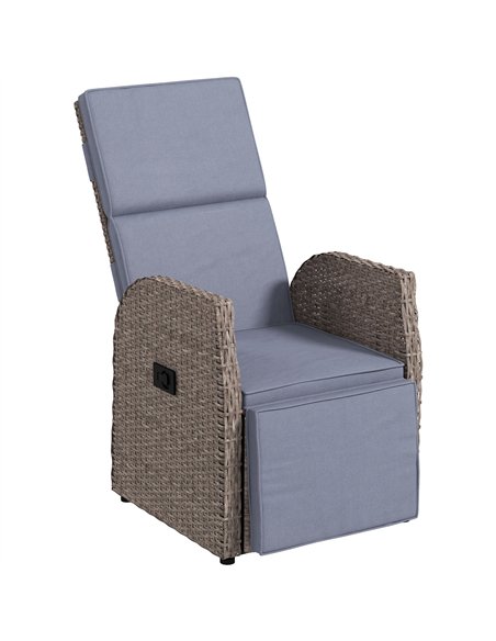 Outsunny 148° Reclining Rattan Garden Armchair, with Footrest - Brown/Grey - pic 129099 | FastDaddyshop