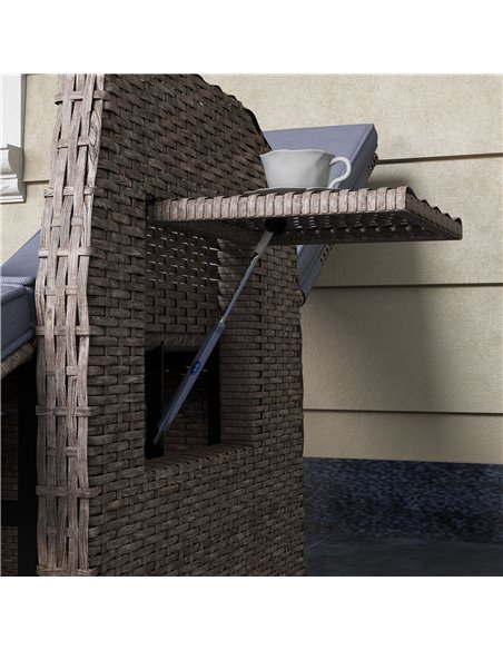 Outsunny 148° Reclining Rattan Garden Armchair, with Footrest - Brown/Grey - pic 129107 | FastDaddyshop