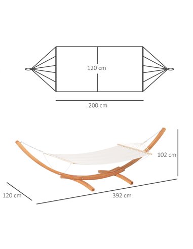 Outsunny Outdoor Garden Hammock with Wooden Stand Swing Hanging Bed for Patio White