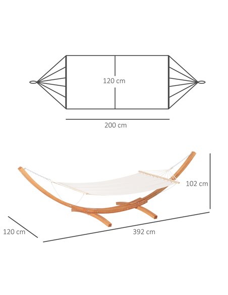 Outsunny Outdoor Garden Hammock with Wooden Stand Swing Hanging Bed for Patio White - pic 12911 | FastDaddyshop