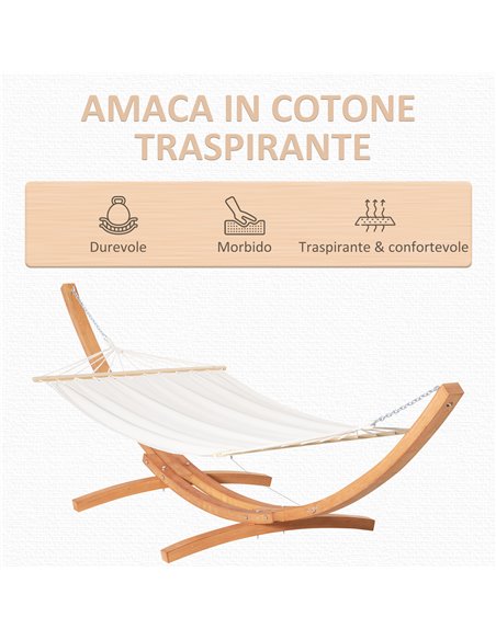 Outsunny Outdoor Garden Hammock with Wooden Stand Swing Hanging Bed for Patio White - pic 12912 | FastDaddyshop