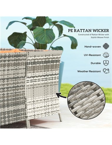 Outsunny 7-Seater Patio wicker Sofa Set Rattan Chair Furniture w/ Glass & Cushioned, Orange
