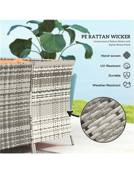 Outsunny 7-Seater Patio wicker Sofa Set Rattan Chair Furniture w/ Glass & Cushioned, Orange - pic 129121 | FastDaddyshop