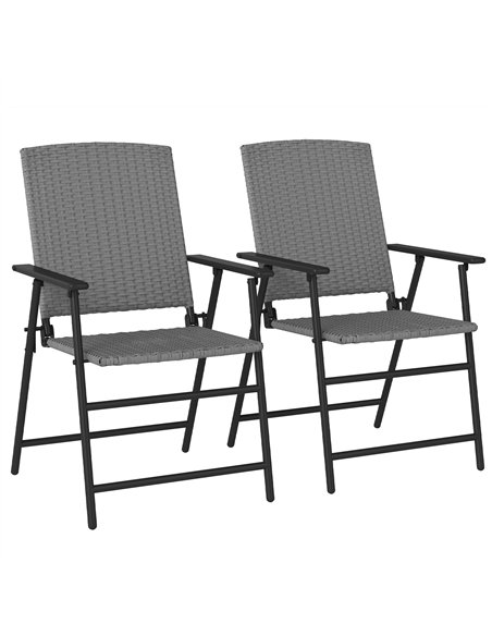 Outsunny Set of Two Folding Rattan Seat Chairs - Grey - pic 129126 | FastDaddyshop