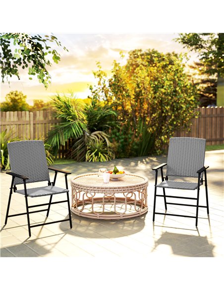 Outsunny Set of Two Folding Rattan Seat Chairs - Grey - pic 129127 | FastDaddyshop