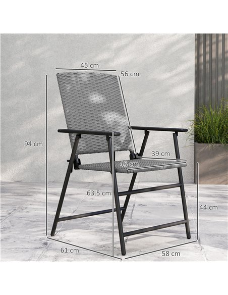 Outsunny Set of Two Folding Rattan Seat Chairs - Grey - pic 129128 | FastDaddyshop