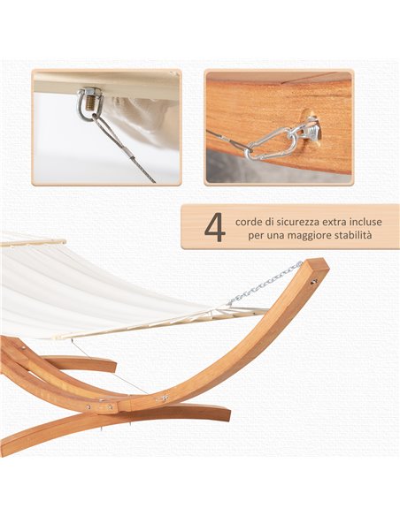 Outsunny Outdoor Garden Hammock with Wooden Stand Swing Hanging Bed for Patio White - pic 12913 | FastDaddyshop
