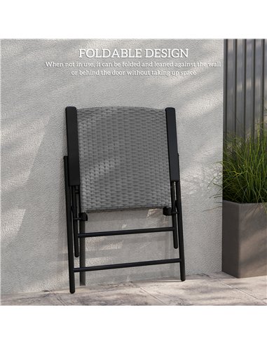 Outsunny Set of Two Folding Rattan Seat Chairs - Grey