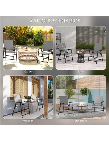 Outsunny Set of Two Folding Rattan Seat Chairs - Grey
