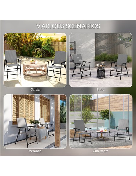 Outsunny Set of Two Folding Rattan Seat Chairs - Grey - pic 129132 | FastDaddyshop