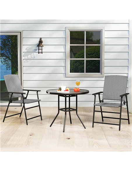 Outsunny Set of Two Folding Rattan Seat Chairs - Grey - pic 129133 | FastDaddyshop