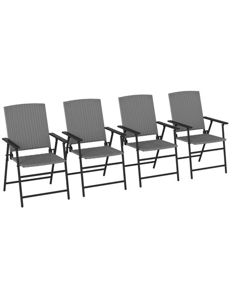 Outsunny Set of Four Folding Rattan Seat Chairs - Grey - pic 129135 | FastDaddyshop