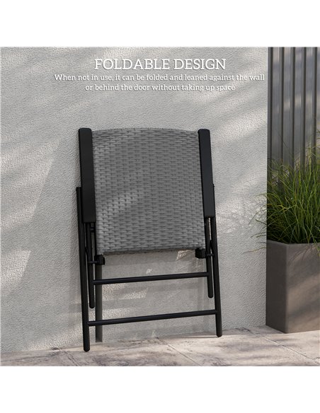 Outsunny Set of Four Folding Rattan Seat Chairs - Grey - pic 129140 | FastDaddyshop