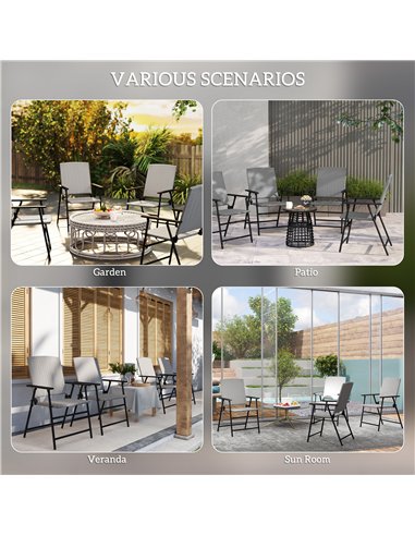 Outsunny Set of Four Folding Rattan Seat Chairs - Grey