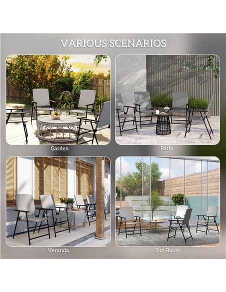 Outsunny Set of Four Folding Rattan Seat Chairs - Grey - pic 129141 | FastDaddyshop