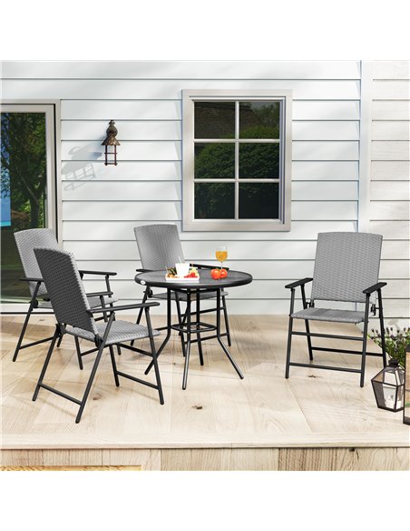 Outsunny Set of Four Folding Rattan Seat Chairs - Grey - pic 129142 | FastDaddyshop