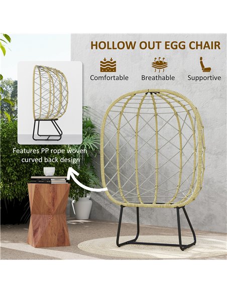 Outsunny Rattan Egg Chair Outdoor Indoor Wicker Chair with Thickened Cushion and Headrest, Standing Garden Egg Chair with Cup Ho - pic 129157 | FastDaddyshop