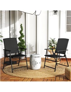 Outsunny Set of Two Folding Rattan Seat Chairs - Black 2