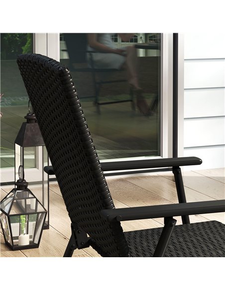 Outsunny Set of Two Folding Rattan Seat Chairs - Black - pic 129170 | FastDaddyshop