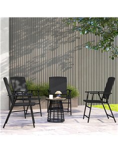 Outsunny Set of Four Folding Rattan Seat Chairs - Black 2