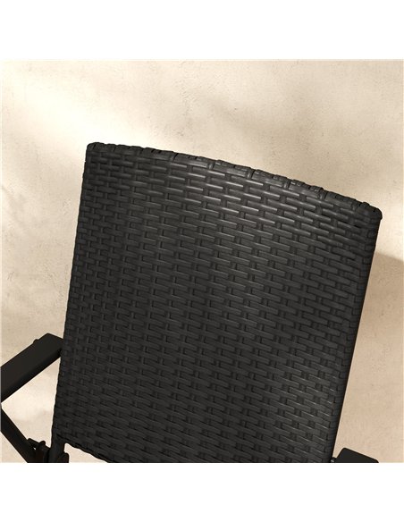 Outsunny Set of Four Folding Rattan Seat Chairs - Black - pic 129178 | FastDaddyshop