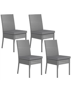 Outsunny Set of Four Armless Rattan Garden Chairs - Dark Grey