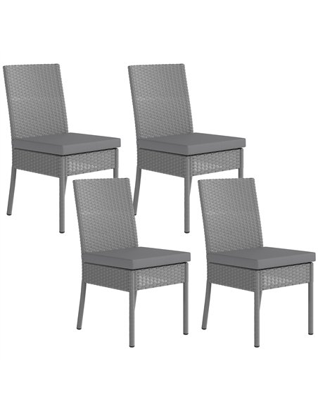 Outsunny Set of Four Armless Rattan Garden Chairs - Dark Grey - pic 129180 | FastDaddyshop