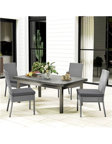 Outsunny Set of Four Armless Rattan Garden Chairs - Dark Grey